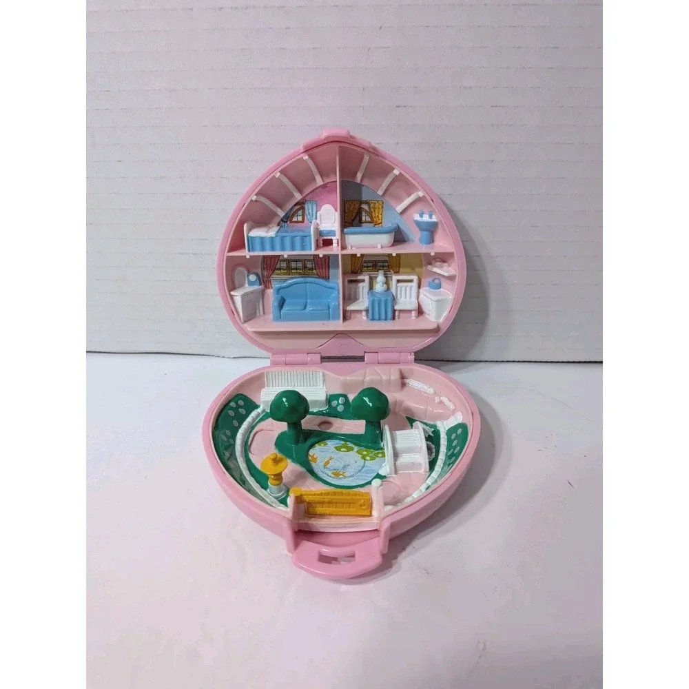 Vintage 1989 Polly Pocket Country Cottage Pink Heart Bluebird Toys Compact Only